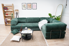 Poufudic L Shaped Corner Sofa Water Green