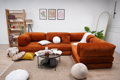 Poufudic Ecksofa L-Form Ziegelrot