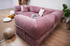 Poufudic L Shaped Corner Sofa Pink
