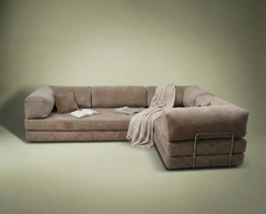 Poufudic Ecksofa in L-Form Beige