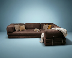 Poufudic L Shaped Corner Sofa Brown