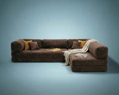 Poufudic L Shaped Corner Sofa Brown