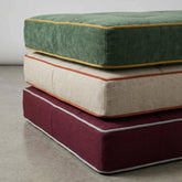 Custom Linen Bench Cushion With Foam, Window Seat Cushion With Contrast Piping, 2-5" Thickness Options, 250+ Colors, Custom Size Cushion