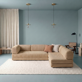 Poufudic Canapé d'angle en forme de L beige