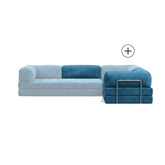Poufudic L Shaped Closed Corner Sofa Upgrade in Indigo corduroy