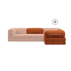 Poufudic L Shaped Closed Corner Sofa Upgrade in Brick corduroy