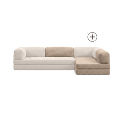 Poufudic L Shaped Open Corner Sofa Upgrade in Beige corduroy