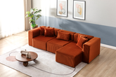 Modern Cloud Sectional Couches for Living Room, Orange Modular Sofa with Ottoman, No Assembly Needed, L Shaped Sectional Couch, Boneless Chaise Lounge