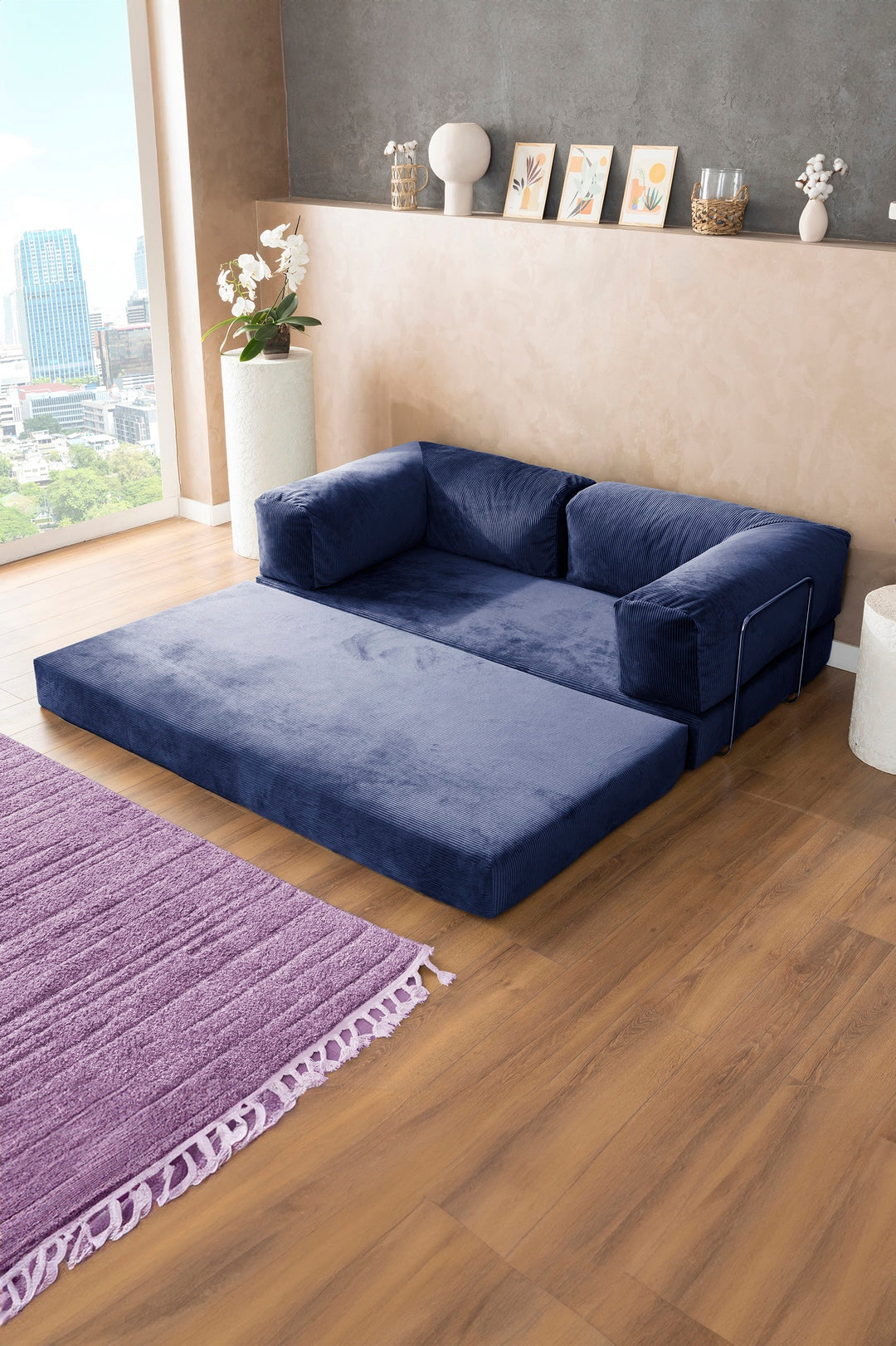 Navy Blue Teddy Sofa