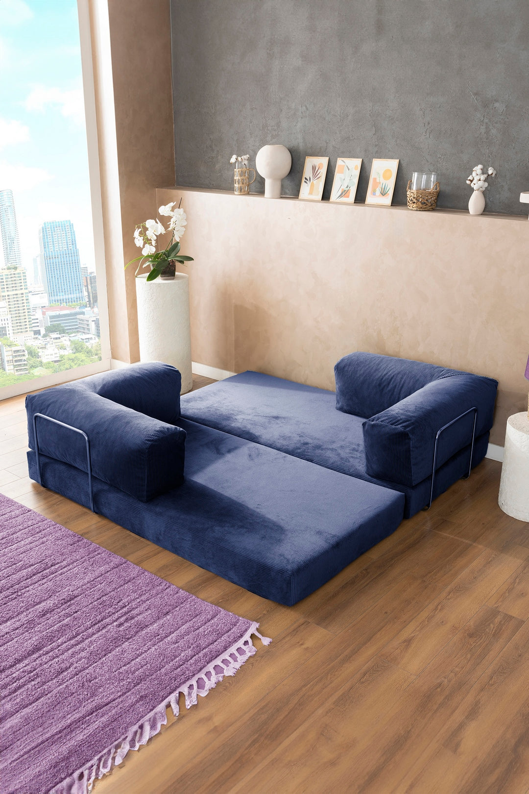 Navy Blue Teddy Sofa