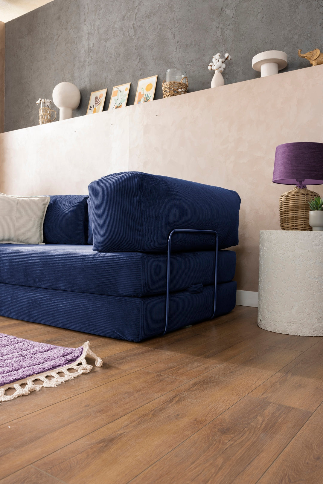 Navy Blue Teddy L Sofa