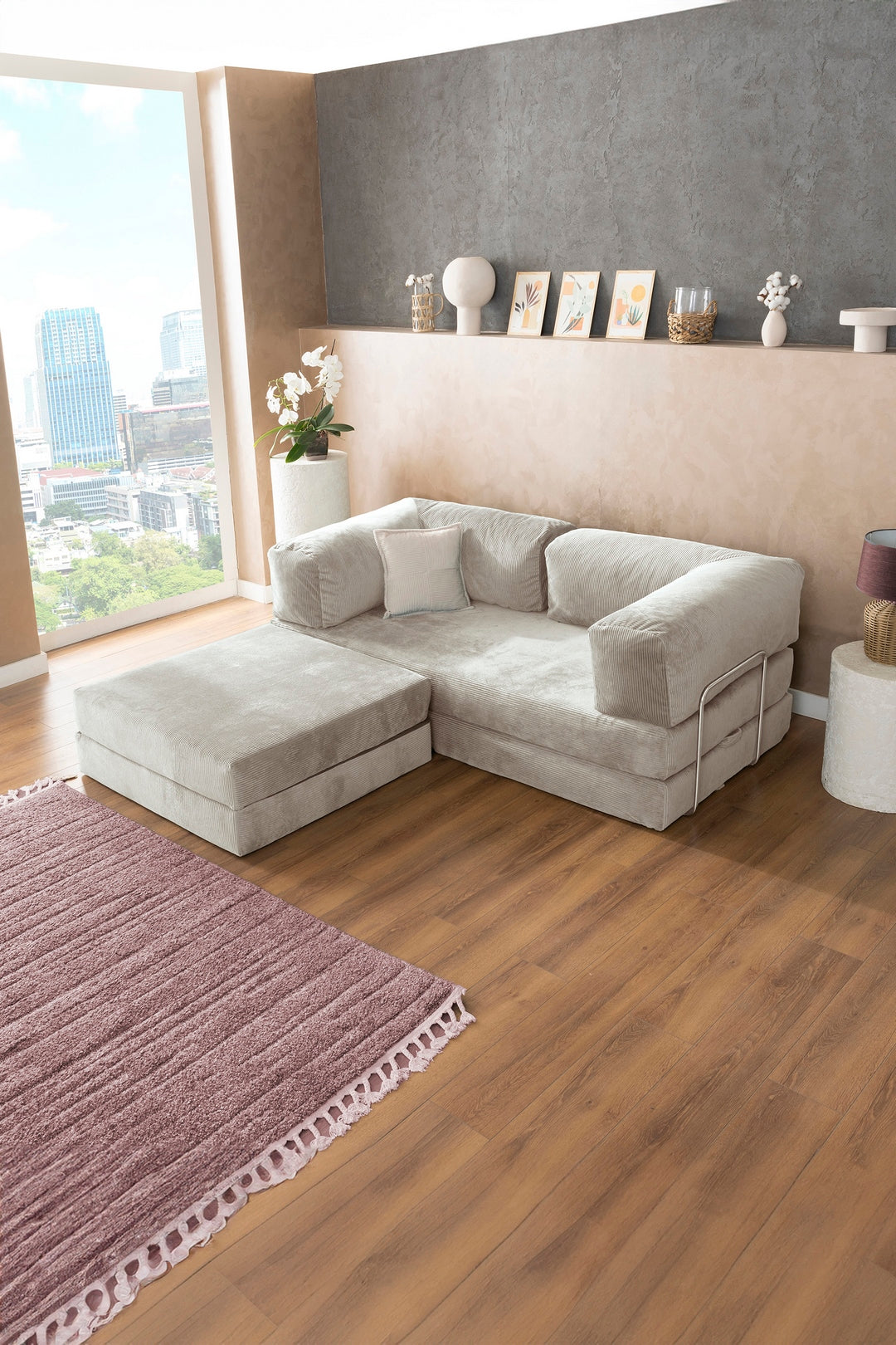 White Teddy L Sofa