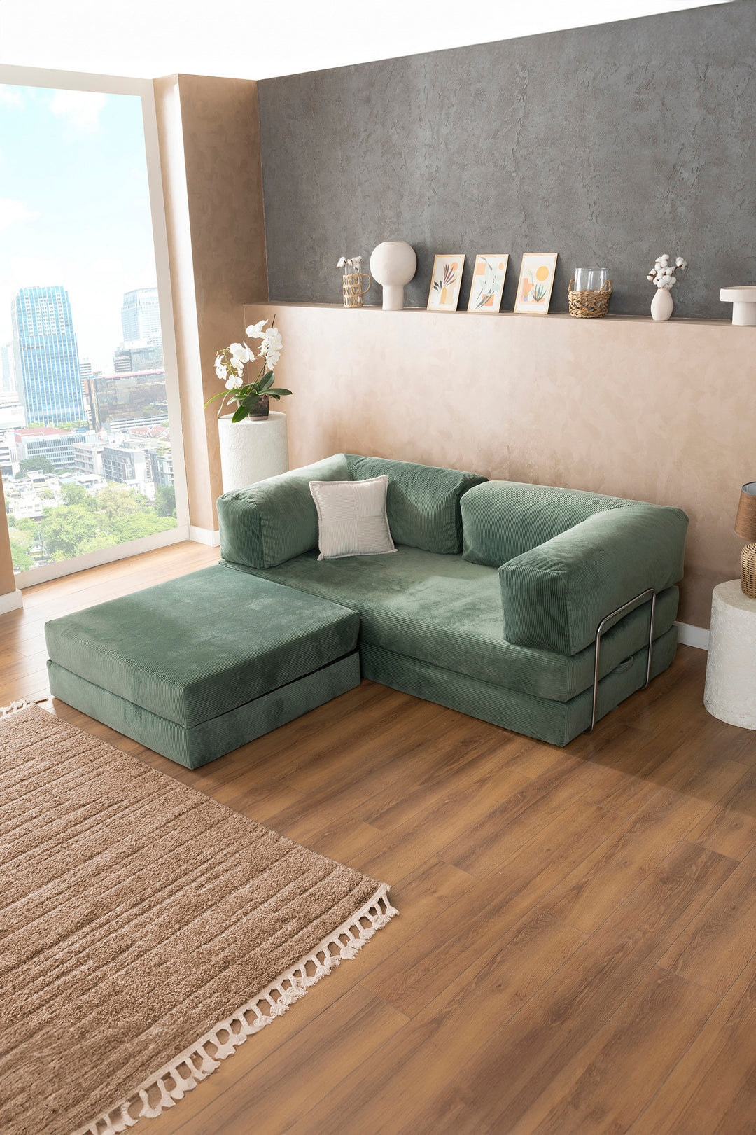 Water Green Teddy L Sofa