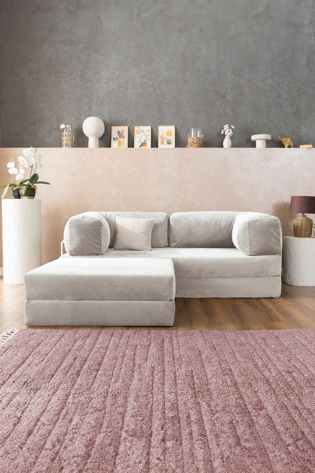 White Teddy L Sofa