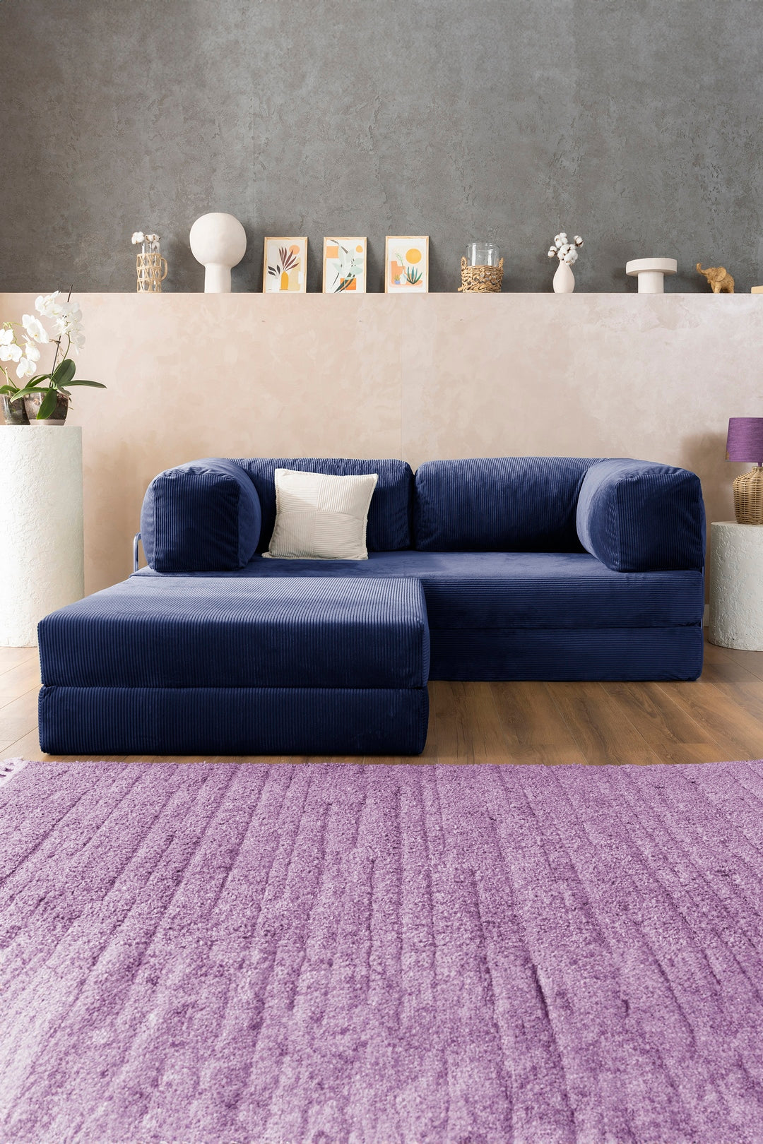 Navy Blue Teddy L Sofa