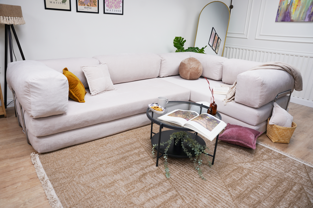 Poufudic L Shaped Corner Sofa Beige