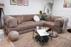 Poufudic Ecksofa in L-Form Beige