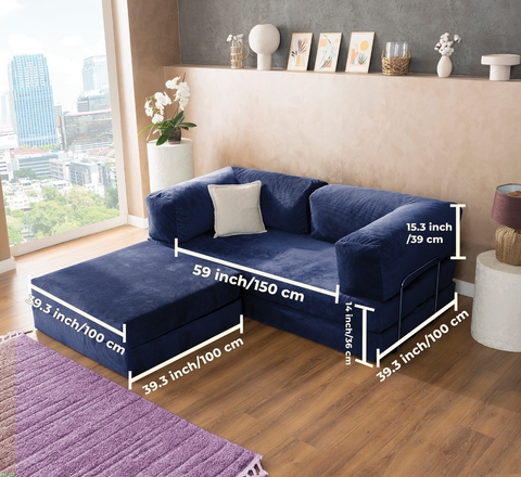 Navy Blue Teddy L Sofa