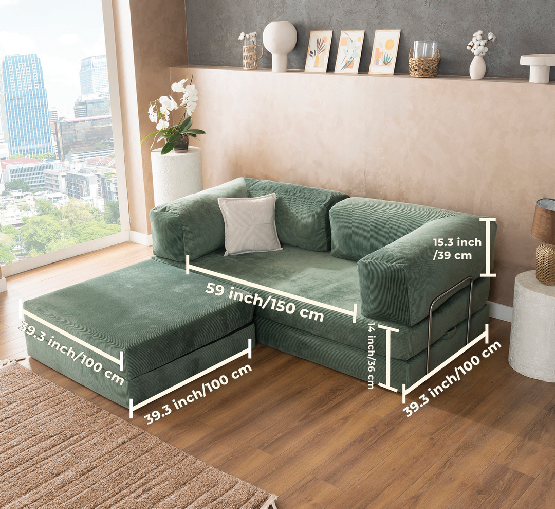 Water Green Teddy L Sofa