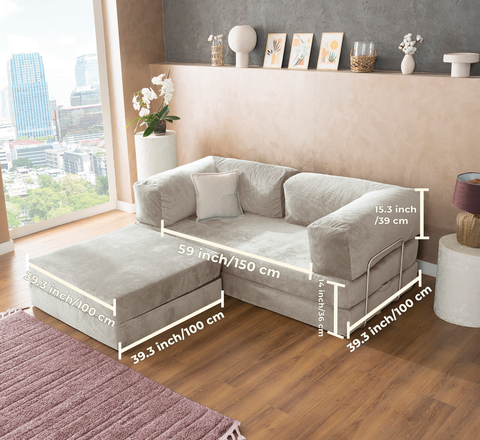 White Teddy L Sofa