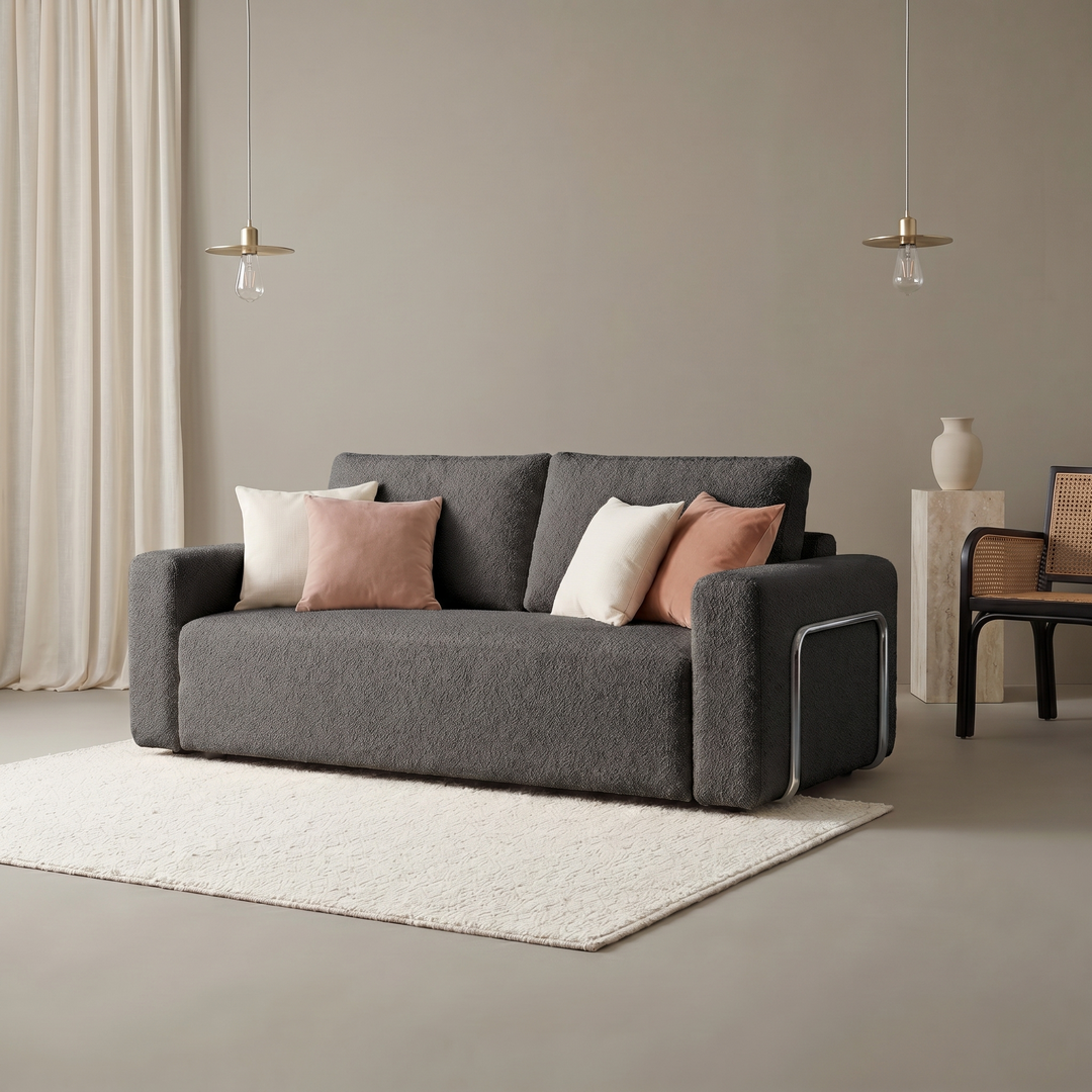 Anthracite Bouclé Sofa