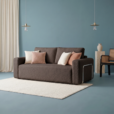 Brown Bouclé Sofa
