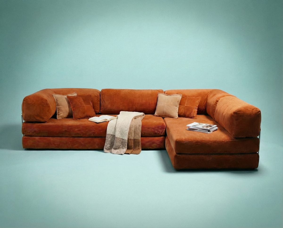 Poufudic Ecksofa L-Form Ziegelrot