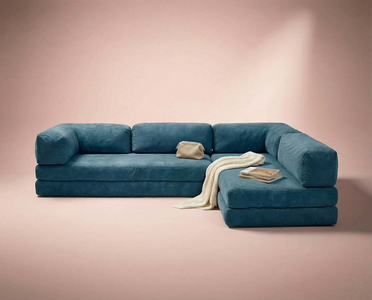 Poufudic L-förmiges Ecksofa Indigo