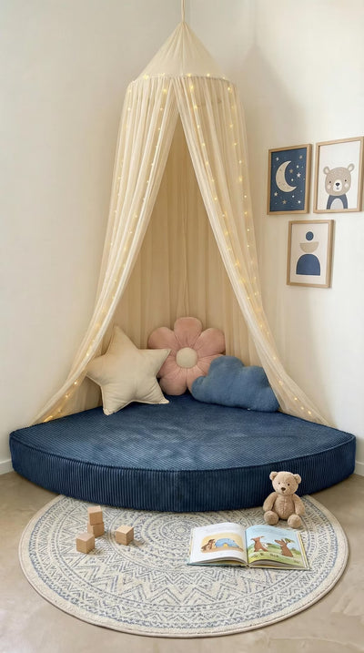 – Corduroy Upholstered Floor Seating for Playroom