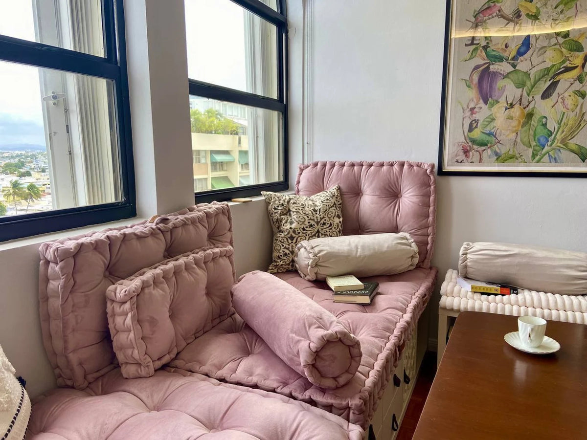 Pink Velvet Tufted Cushions