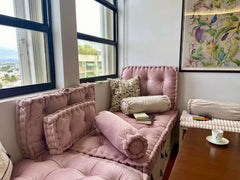 Pink Velvet Tufted Cushions