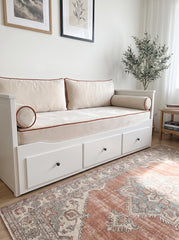Custom Daybed Cover Set, IKEA Hemnes Compatible, Fitted Daybed Cushion Cover with Backrest and Bolster Pillow Covers, Corduroy, Velvet Linen