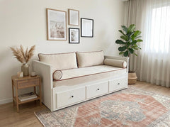 Custom Daybed Cover Set, IKEA Hemnes Compatible, Fitted Daybed Cushion Cover with Backrest and Bolster Pillow Covers, Corduroy, Velvet Linen