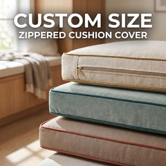 Custom Zippered Cushion Cover, Replacement Bench Cushion Cover Window Seat Cushion Cover, Floor Cushion, Washable Fabric, Any Size