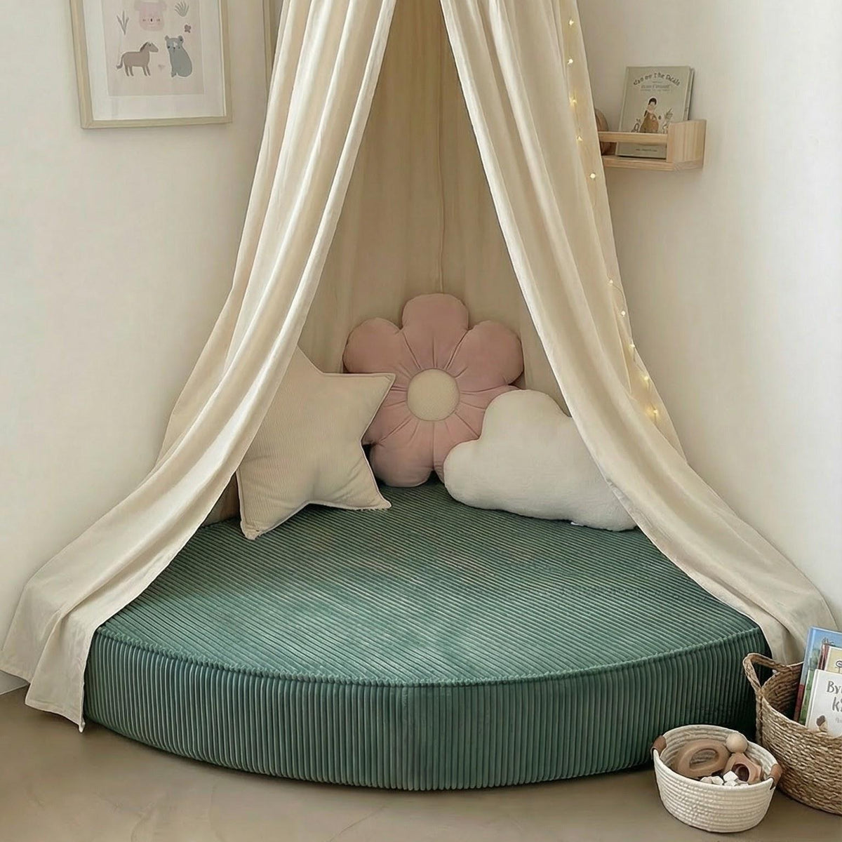 Water Green Poufudic Kids Corner Sofa