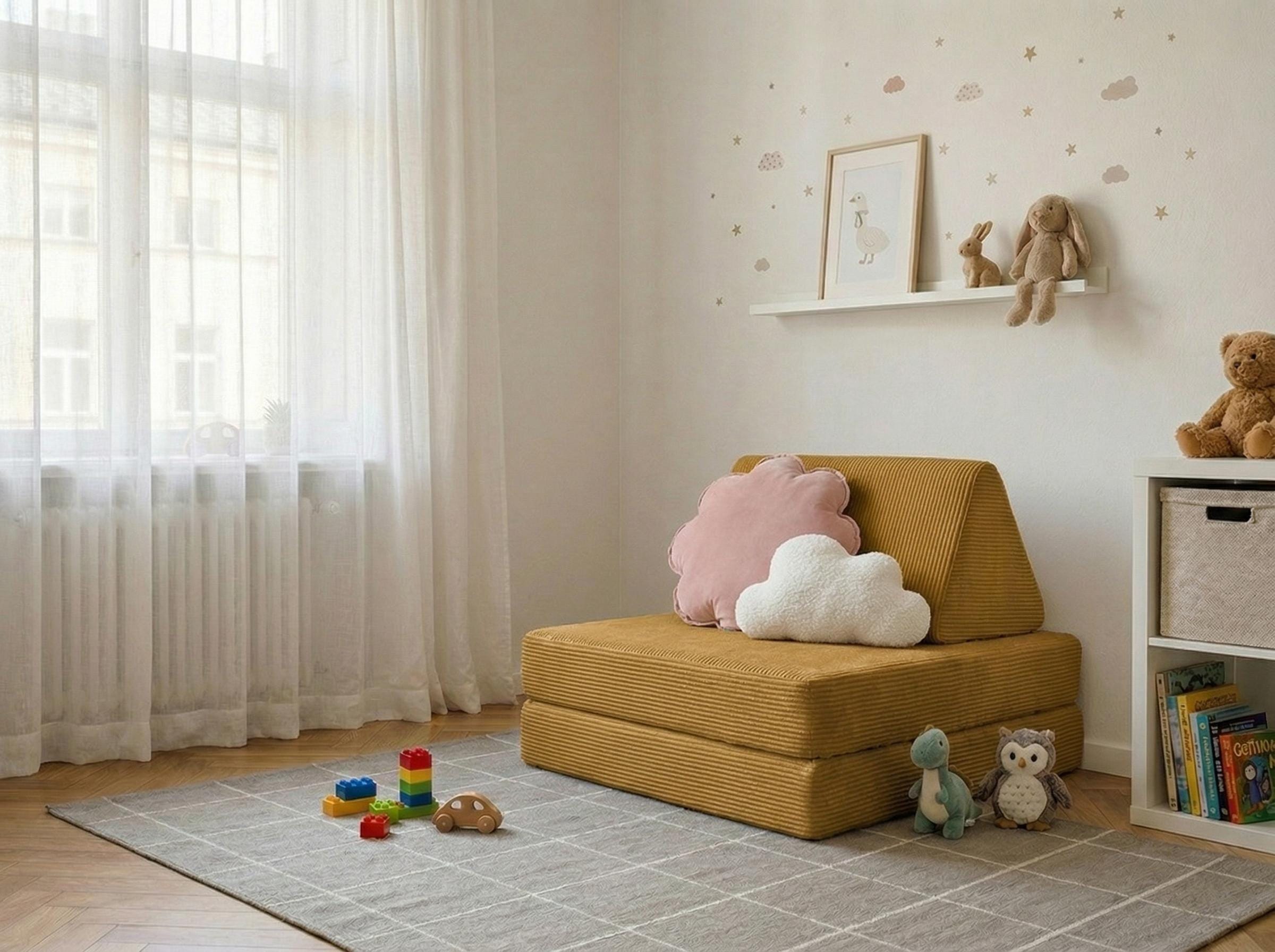 Corduroy floor sofa for reading nook