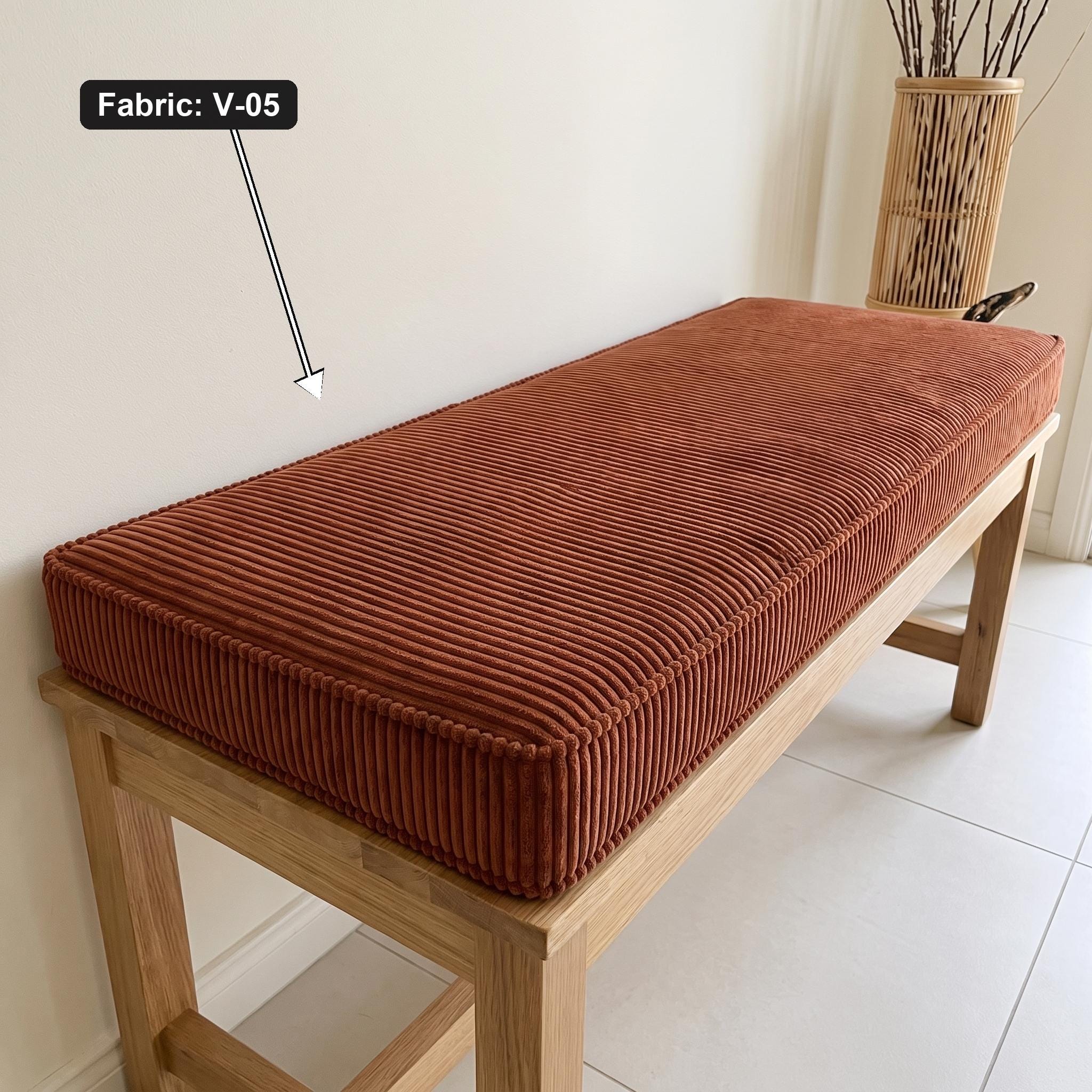 Custom bench cushion in a reading nook