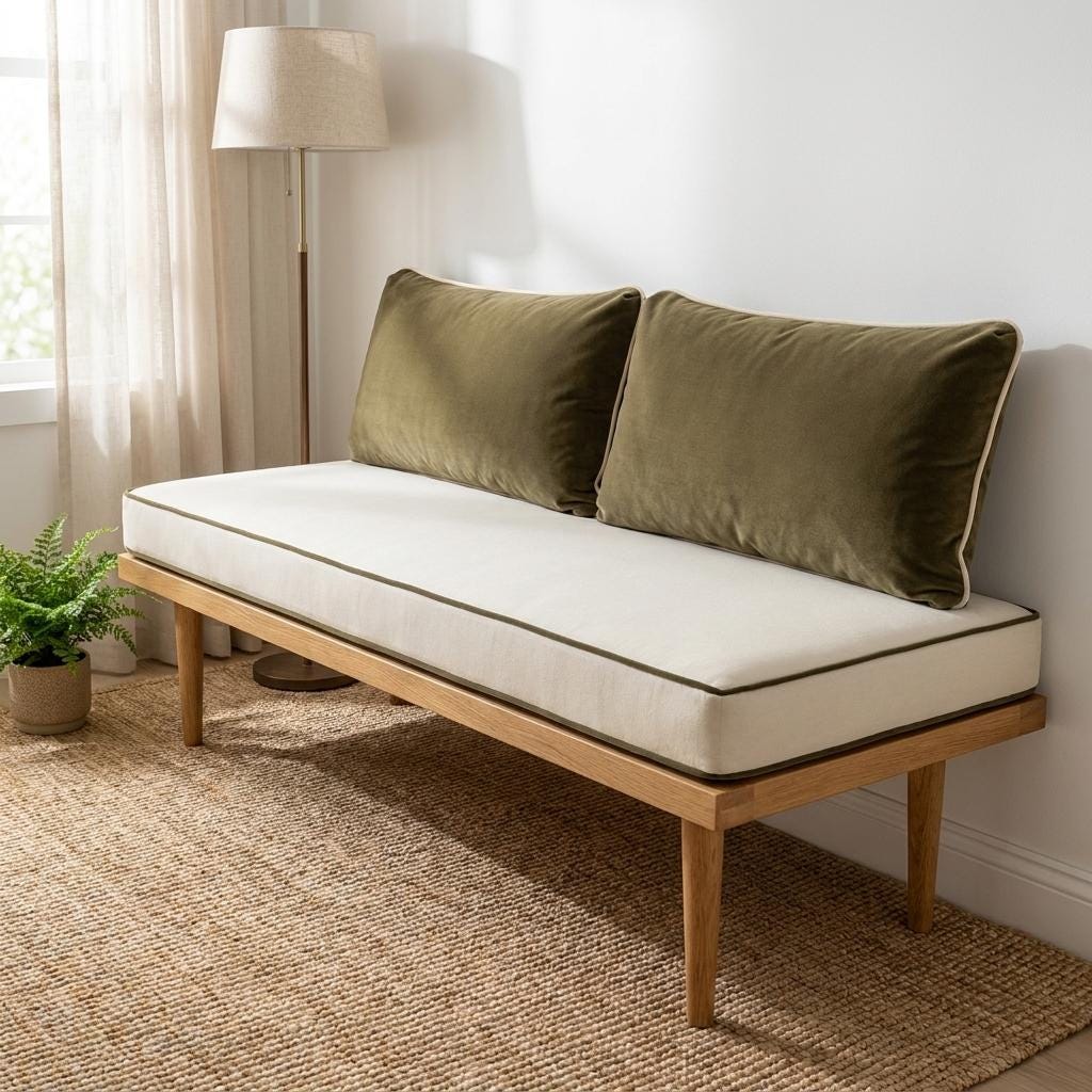 Custom Bench Cushion With Backrest, Window Seat & Banquette Cushion Set, Matching Back Pillows, 2-5" Thickness, Custom Size