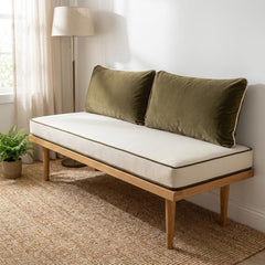 Custom Bench Cushion With Backrest, Window Seat & Banquette Cushion Set, Matching Back Pillows, 2-5" Thickness, Custom Size