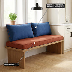 Custom Bench Cushion With Backrest, Window Seat & Banquette Cushion Set, Matching Back Pillows, 2-5" Thickness, Custom Size
