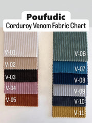 Corduroy bench cushion in a kitchen banquette