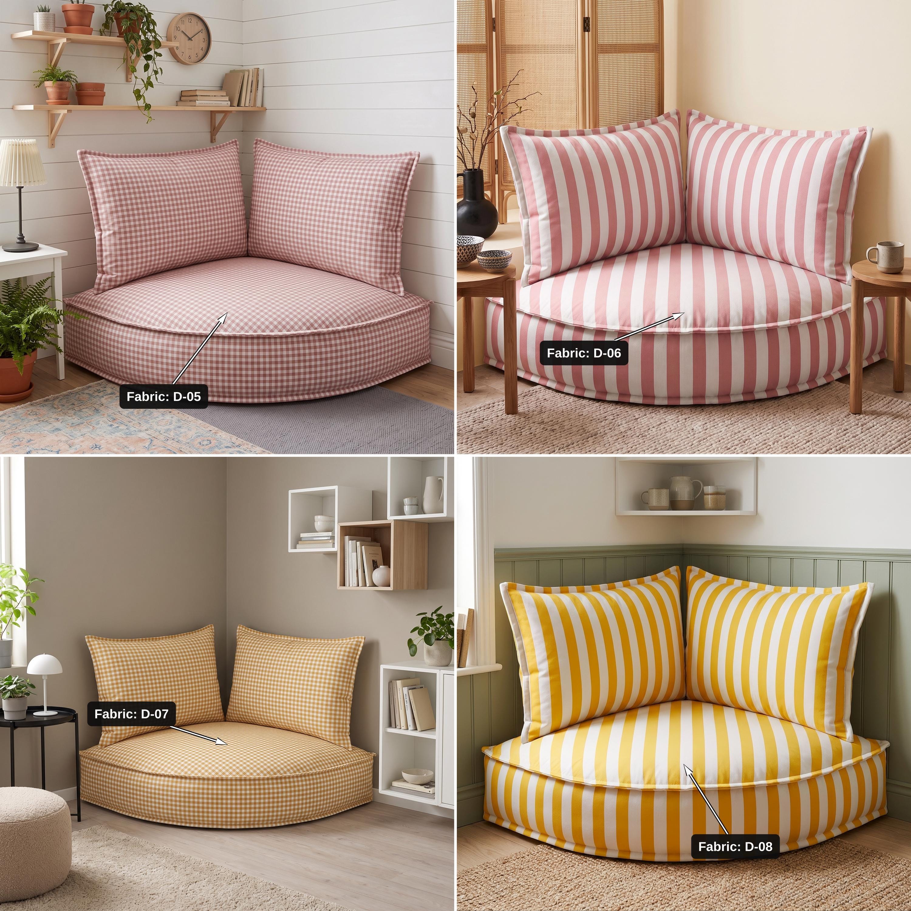 Fabric color chart for corner cushion