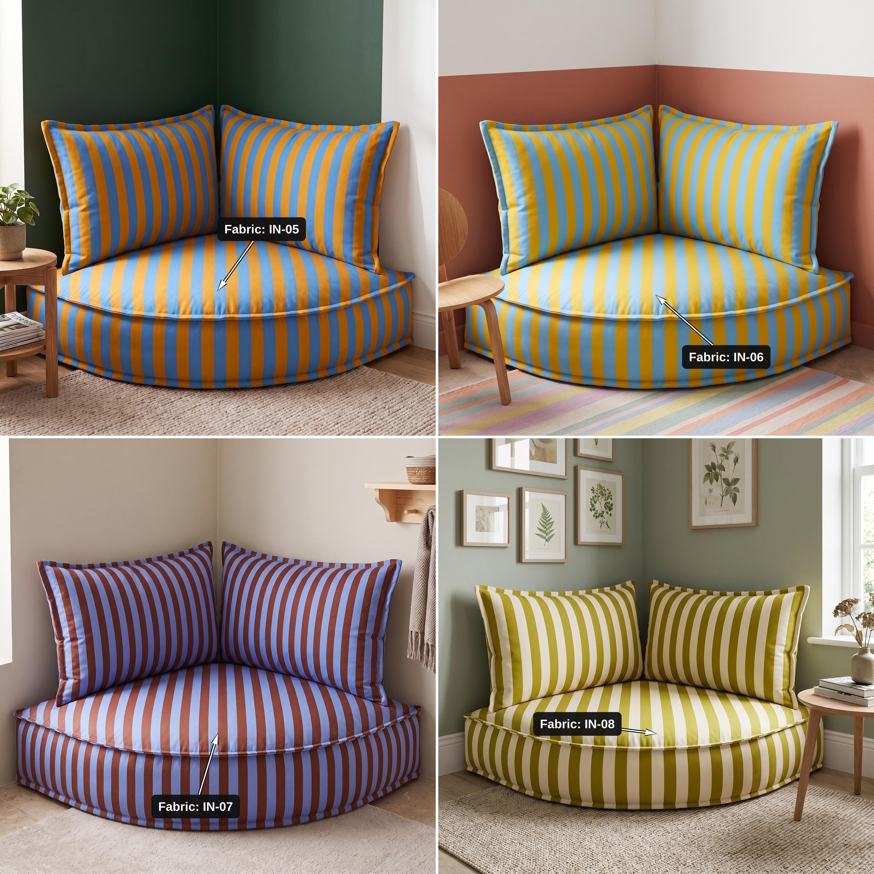 Corner cushion fabric options