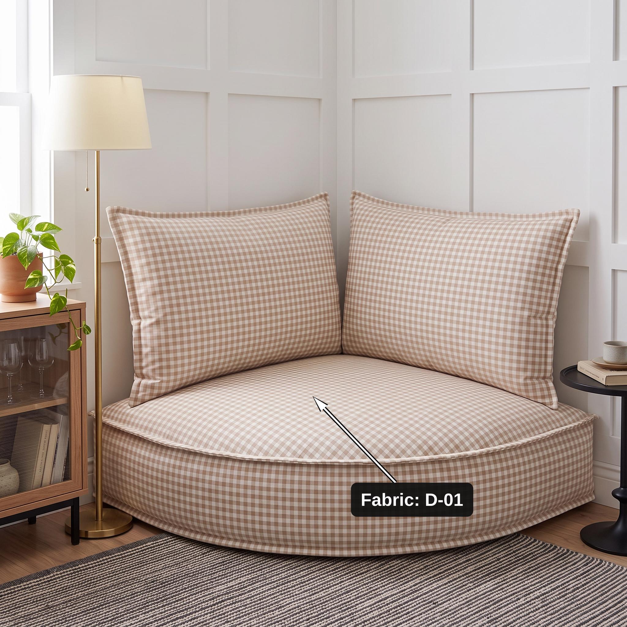 Corner floor cushion set styled in a reading nook