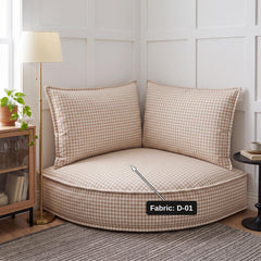 Corner floor cushion set styled in a reading nook