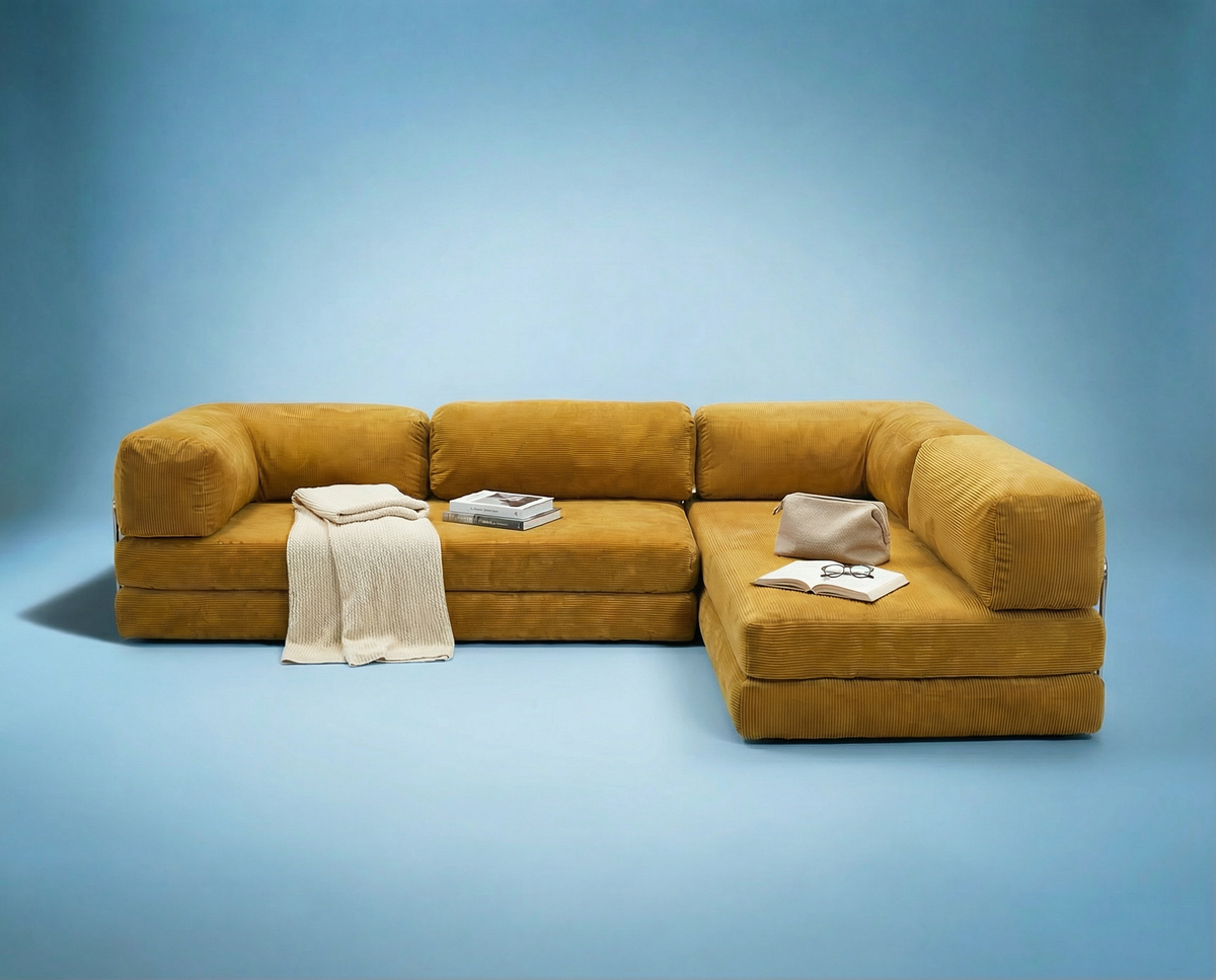 Poufudic L Shaped Corner Sofa Mustard