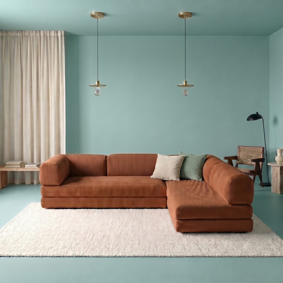 Poufudic L Shaped Corner Sofa Brick