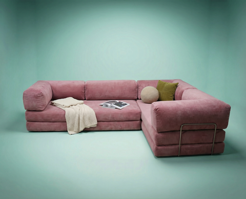 Poufudic L Shaped Corner Sofa Pink