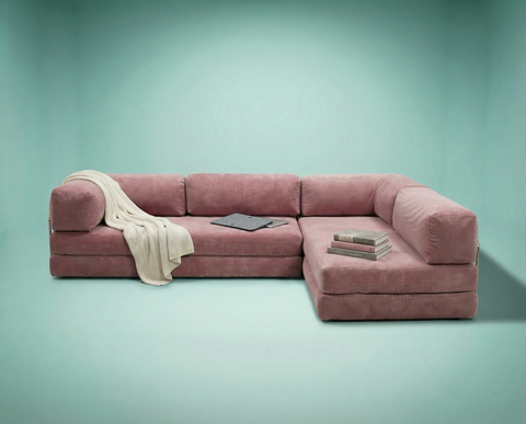 Poufudic L Shaped Corner Sofa Pink