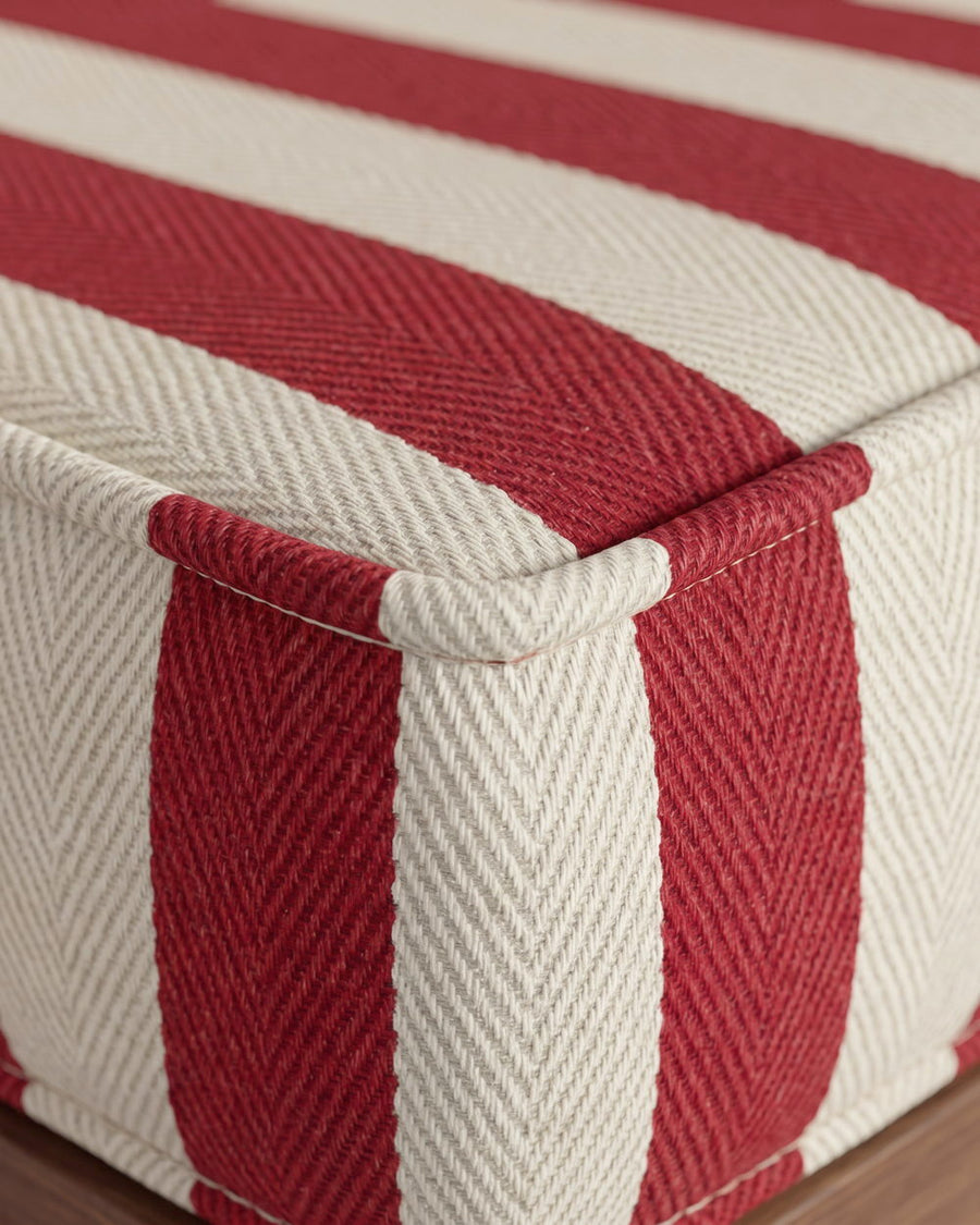 Close-up of a square boxed corner on a bench cushion